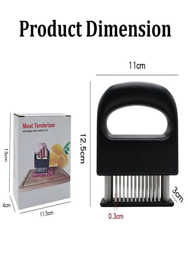 BRAINLE Stainless Steel Ultra Sharp Needle Blades Meat Tenderizer - Better Than Hammer & Pounder - BBQ Marinade Tool for Beef, Pork, Turkey, Fish - 48 Blades Meat Tenderizer Tool - Image 2
